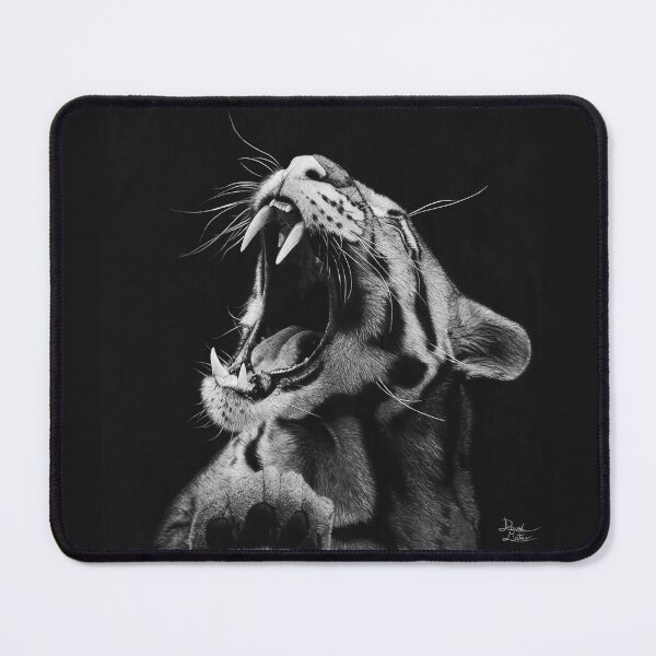 Item preview, Roaring Leopard — Hyperrealistic Charcoal Portrait in Black and White designed and sold by David Mateo ArtWorks.