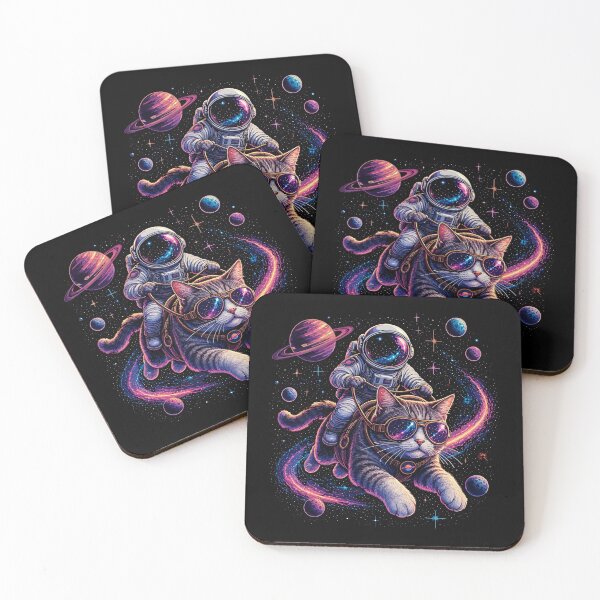 Item preview, Astronaut cat riding through space designed and sold by HandicraftArt.