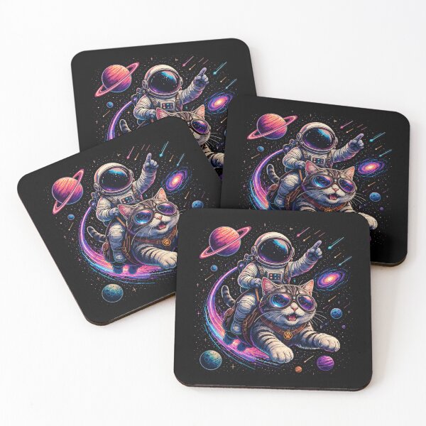 Item preview, Astronaut cat riding through space designed and sold by HandicraftArt.