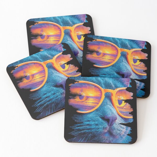 Item preview, Artistic Cat with Sunglasses Sunset Beach Tropical Summer designed and sold by Littermin.