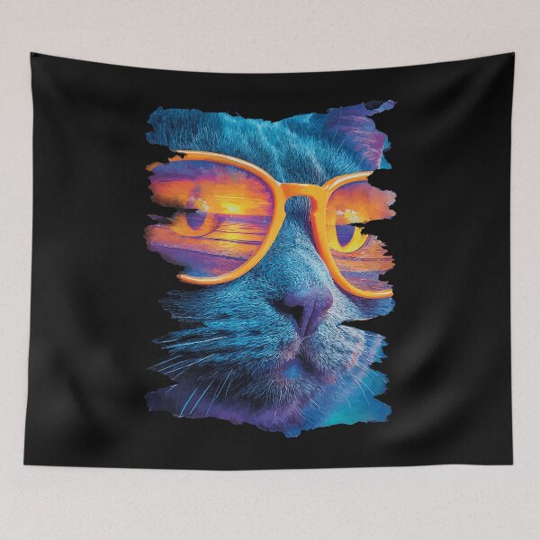Item preview, Artistic Cat with Sunglasses Sunset Beach Tropical Summer designed and sold by Littermin.