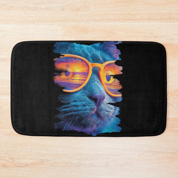 Item preview, Artistic Cat with Sunglasses Sunset Beach Tropical Summer designed and sold by Littermin.