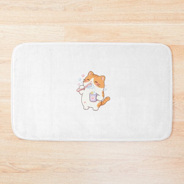 Item preview, Cute Orange Cat Brushing Teeth Kawaii Dental Care Routine Illustration designed and sold by NoopnyangStudio.