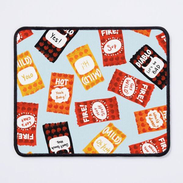 Item preview, Taco Bell sauces! Diablo, fire, hot and mild. On soft blue. designed and sold by katerosestudios.