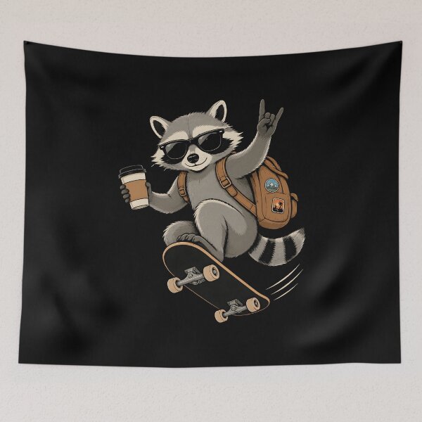 Item preview, Cool Raccoon On Skateboard designed and sold by zoes-ink.