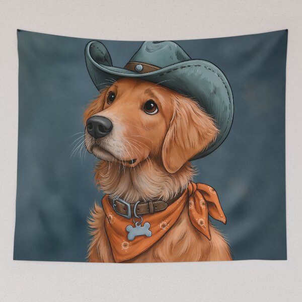 Item preview, Golden Retriever Cowboy  designed and sold by prettykaler.