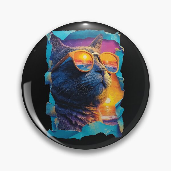 Item preview, Stylish Cat with Sunglasses Sunset Beach Tropical Summer designed and sold by Littermin.