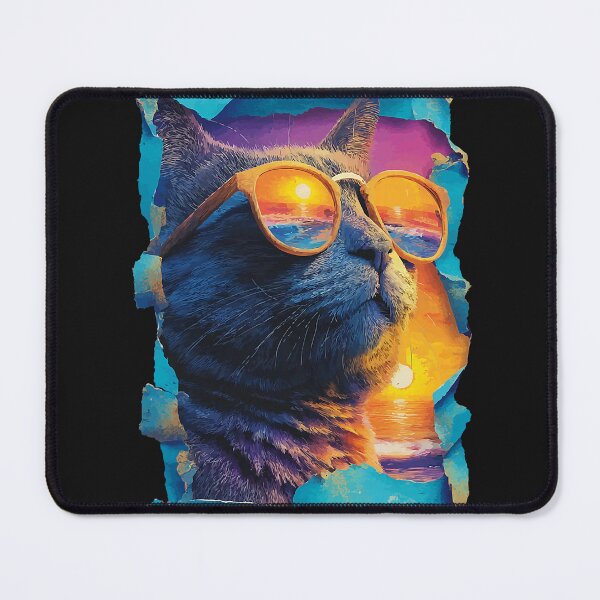 Item preview, Stylish Cat with Sunglasses Sunset Beach Tropical Summer designed and sold by Littermin.
