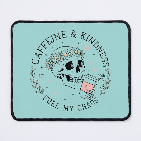 Item preview, Caffeine & Kindness Fuel My Chaos Floral Skull Coffee Cup designed and sold by bosamji.