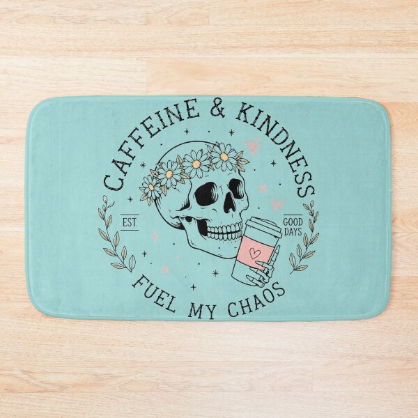 Item preview, Caffeine & Kindness Fuel My Chaos Floral Skull Coffee Cup designed and sold by bosamji.