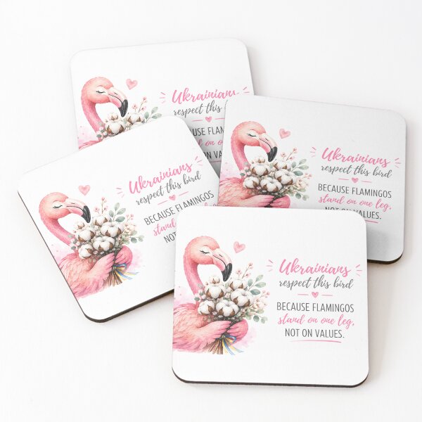Item preview, Ukrainian Flamingo with Cotton Bouquet – Funny Watercolor Bird Design designed and sold by Mirosi-S.
