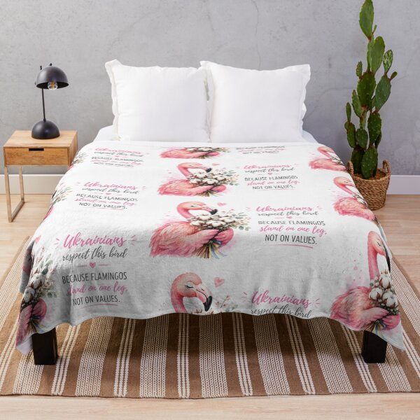 Item preview, Ukrainian Flamingo with Cotton Bouquet – Funny Watercolor Bird Design designed and sold by Mirosi-S.