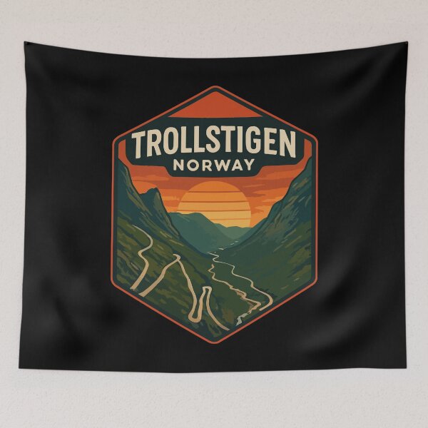 Item preview, Trollstigen Road Norway Retro Travel designed and sold by TomFrontierArt.