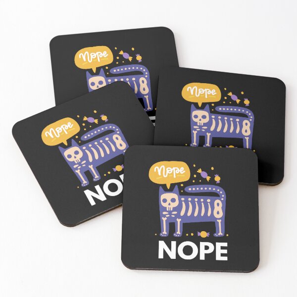 Item preview, Skeleton Cat Halloween Nope Dark Funny Design designed and sold by ContigoART.