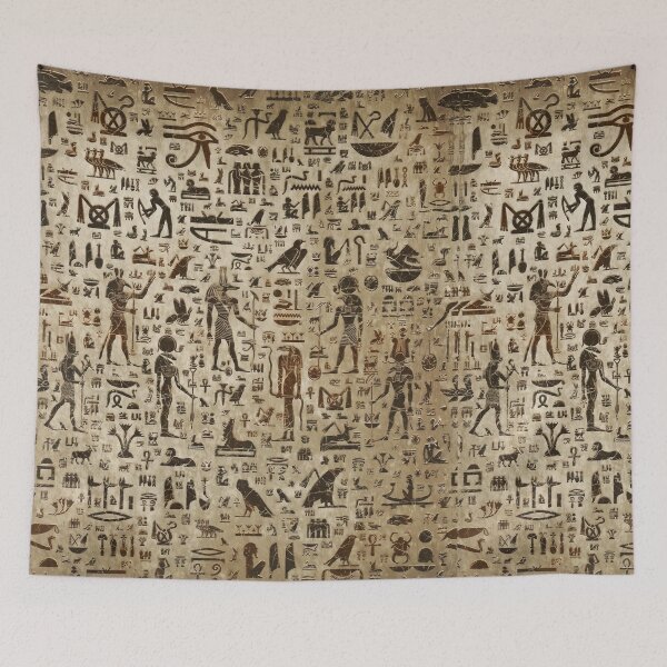 Item preview, Ancient Egyptian Hieroglyphs Wall - Retro Papyrus Gods Pattern designed and sold by GulfSignature.