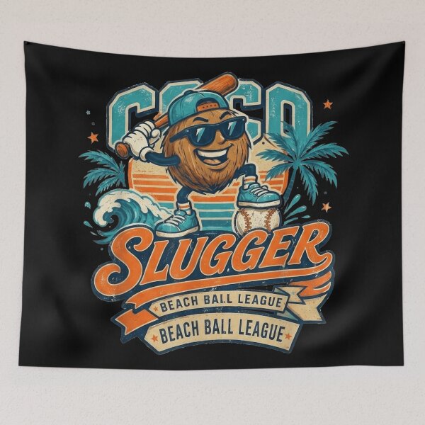 Item preview, Vintage Coconut Baseball Mascot Coco Slugger Beach Ball League Retro Summer designed and sold by NgumohaLanke.