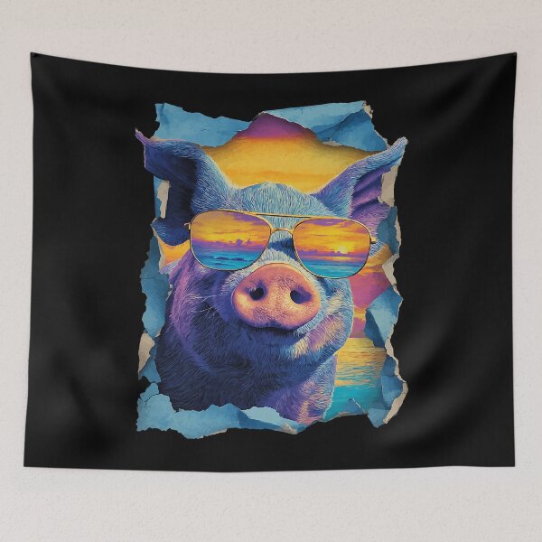 Item preview, Pig with Sunglasses Sunset Beach Tropical Animal Summer designed and sold by Littermin.