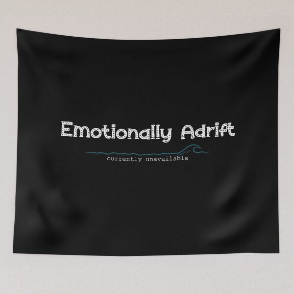 Item preview, Emotionally Adrift Mental Health Awareness Wave Typography Minimalist Black Aesthetic designed and sold by KrystinaGiGi.