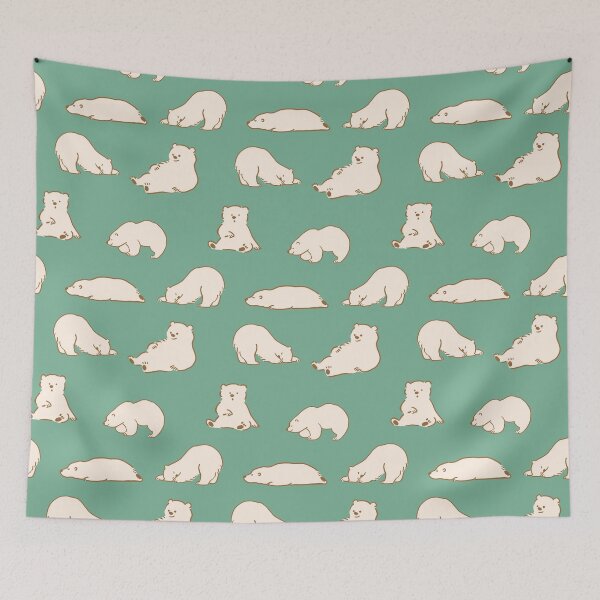 Item preview, Cute polar bear pattern green kawaii animal print designed and sold by Design by Ishika.