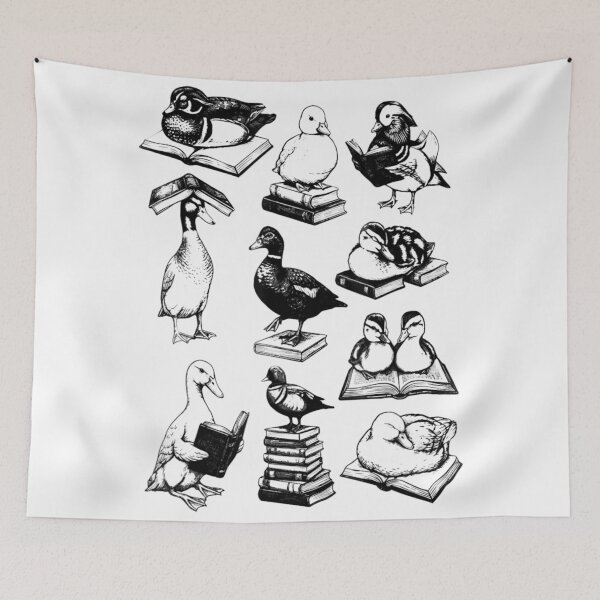 Item preview, Cute Dark Academia Vintage Aesthetic Sketch Of Ducks Reading Library Books designed and sold by KrystinaGiGi.