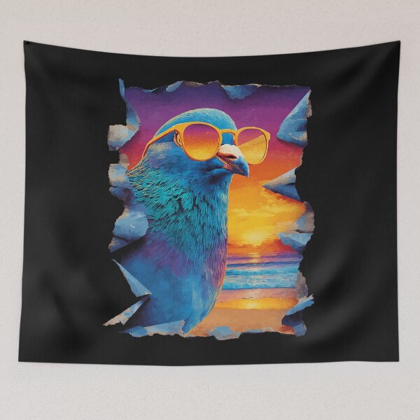 Item preview, Pigeon with Sunglasses Sunset Tropical Bird Summer Animal designed and sold by Littermin.