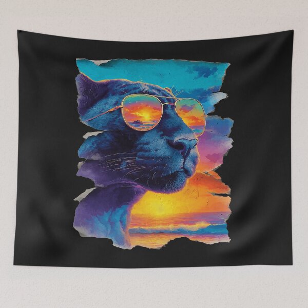 Item preview, Panther with Sunglasses Sunset Beach Tropical Animal Summer  designed and sold by Littermin.