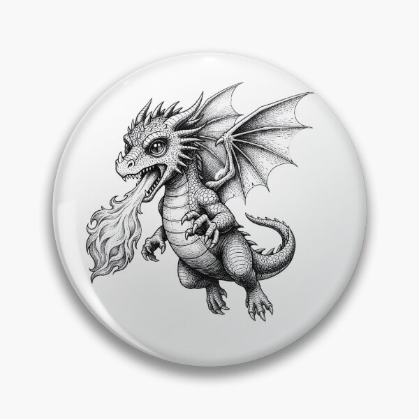 Item preview, 可爱喷火龙插画 | 奇幻小龙火焰艺术设计 | Cute Fire Breathing Dragon Illustration designed and sold by DragonSerpent Ink.