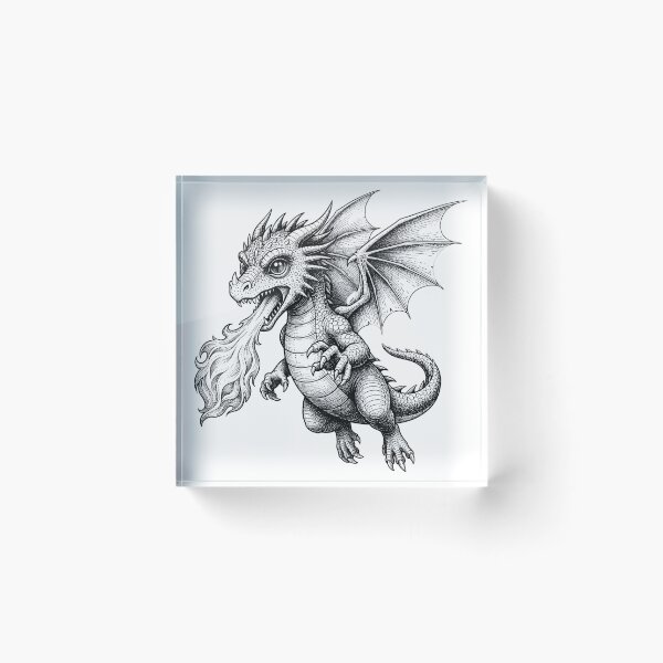 Item preview, 可爱喷火龙插画 | 奇幻小龙火焰艺术设计 | Cute Fire Breathing Dragon Illustration designed and sold by DragonSerpent Ink.