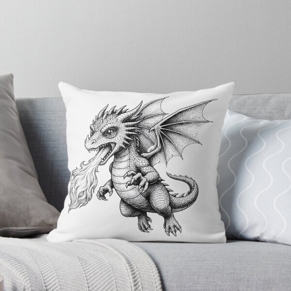 Item preview, 可爱喷火龙插画 | 奇幻小龙火焰艺术设计 | Cute Fire Breathing Dragon Illustration designed and sold by DragonSerpent Ink.