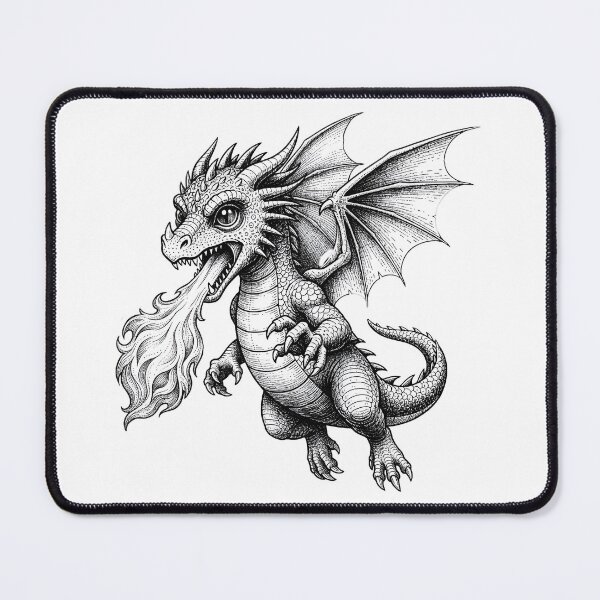 Item preview, 可爱喷火龙插画 | 奇幻小龙火焰艺术设计 | Cute Fire Breathing Dragon Illustration designed and sold by DragonSerpent Ink.