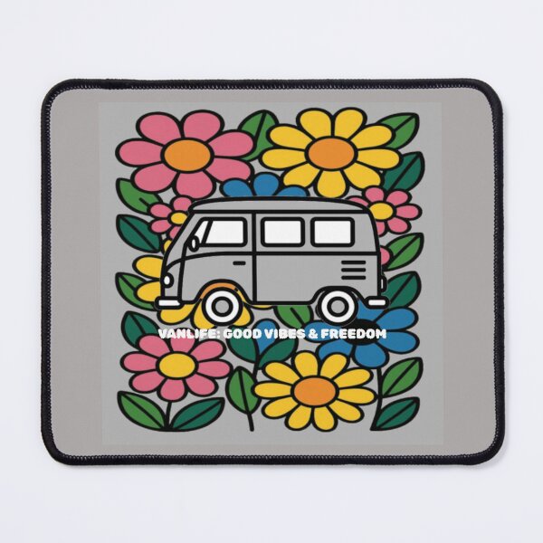 Item preview, Vanlife Good Vibes & Freedom - Retro Flower Bus designed and sold by The Bold Line Studio.