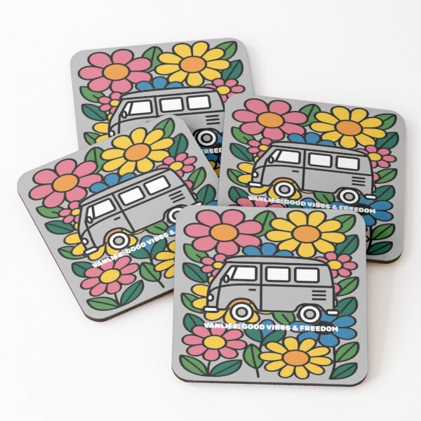 Item preview, Vanlife Good Vibes & Freedom - Retro Flower Bus designed and sold by The Bold Line Studio.