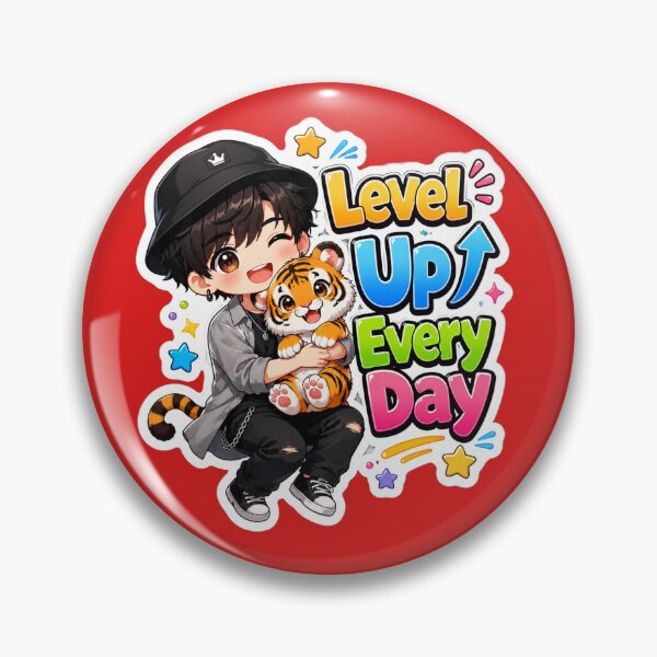 Item preview, Level Up Every Day Kawaii Anime Boy Sticker | Cute Chibi Boy Hugging Baby Tiger | Motivational Anime Sticker designed and sold by Sidra digital art 8277237.