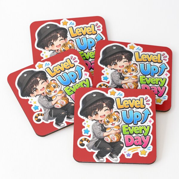 Item preview, Level Up Every Day Kawaii Anime Boy Sticker | Cute Chibi Boy Hugging Baby Tiger | Motivational Anime Sticker designed and sold by Sidra digital art 8277237.
