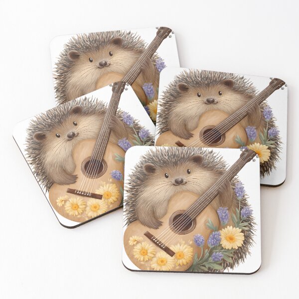 Item preview, Floral Guitar Hedgehog designed and sold by pumsquare.