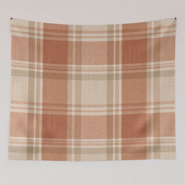 Item preview, Scottish Warm Terracotta Linen Tartan Boho Pattern designed and sold by Myra365Art.