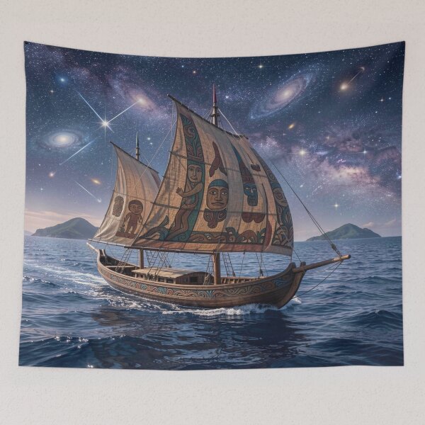 Item preview, Melanesian outrigger canoe under a starry sky – Artful sails between tradition and cosmos designed and sold by FotoworldEdel.