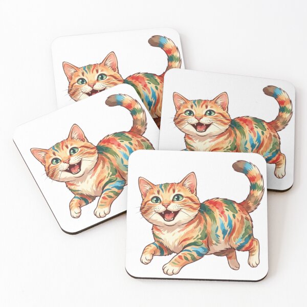 Item preview, Colorful Rainbow Cat Watercolor Illustration – Happy Kitten Art designed and sold by veloramode.