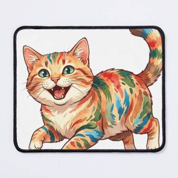 Item preview, Colorful Rainbow Cat Watercolor Illustration – Happy Kitten Art designed and sold by veloramode.