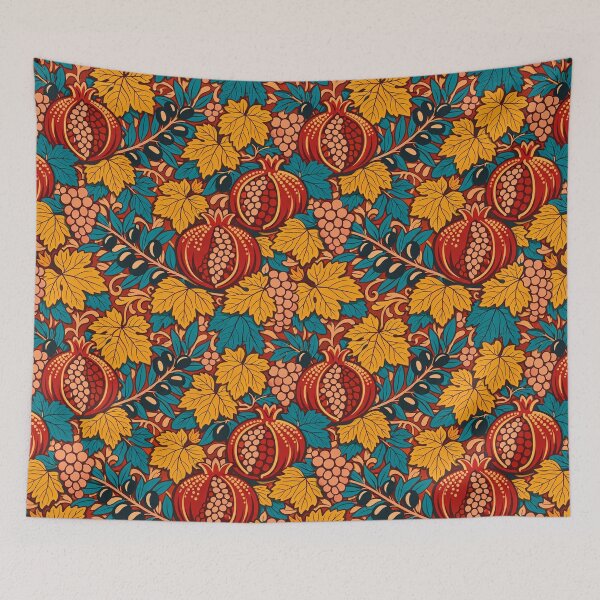 Item preview, Vintage Pomegranate Folk Art Seamless Print designed and sold by TatyanaArt.