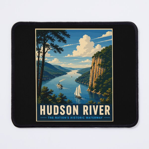 Item preview, Hudson River USA - The Nation's Historic Waterway, Vintage Art Travel Landscape designed and sold by MaateoDesign.