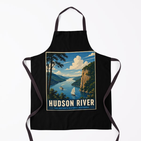 Item preview, Hudson River USA - The Nation's Historic Waterway, Vintage Art Travel Landscape designed and sold by MaateoDesign.