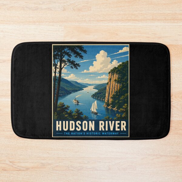 Item preview, Hudson River USA - The Nation's Historic Waterway, Vintage Art Travel Landscape designed and sold by MaateoDesign.