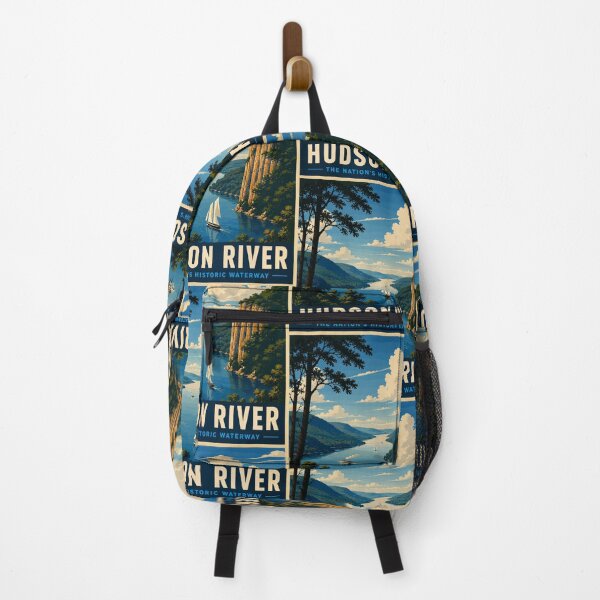 Item preview, Hudson River USA - The Nation's Historic Waterway, Vintage Art Travel Landscape designed and sold by MaateoDesign.
