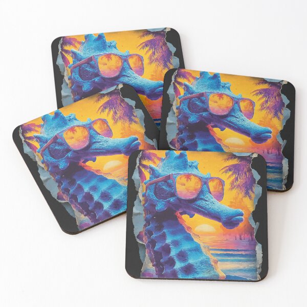 Item preview, Seahorse with Sunglasses Sunset Beach Tropical Animal Summer designed and sold by Littermin.
