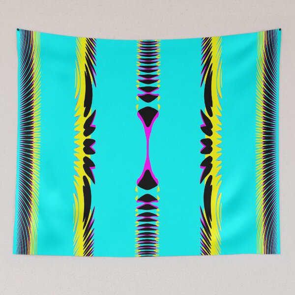 Item preview, Abstract Pattern "A striped turquoise curtain"  designed and sold by Gluecknika.