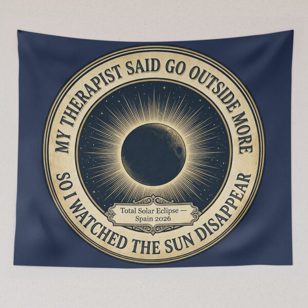 Item preview, My Therapist Said Go Outside Solar Eclipse Spain 2026 designed and sold by CalmCapy Co.