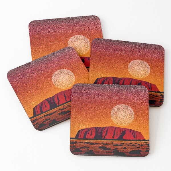 Item preview, Aboriginal Inspired Dot Art - Crimson Sun At Uluru designed and sold by GrinGalore.