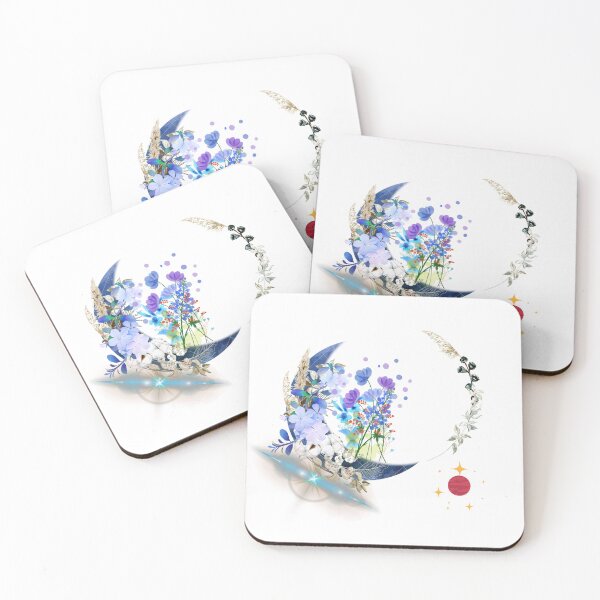 Item preview, Aesthetic Floral Crescent Moon Watercolor Celestial Art designed and sold by vibecraft_studio2.