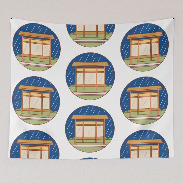 Item preview, nostalgic rainy bus stop at midnight, cinematic mood designed and sold by Senglaopattern.